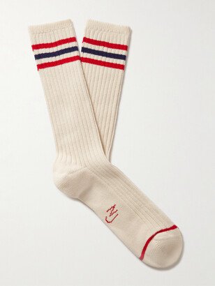 Striped Ribbed Cotton-Blend Socks