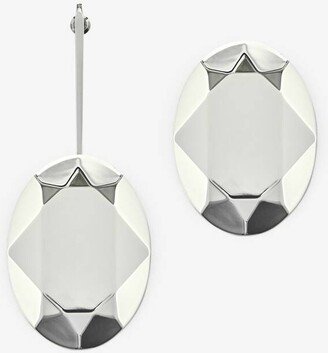 Women's Asymmetrical Faceted Earrings In Antique Silver