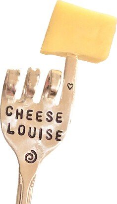 Appetizer Cheese Fork, Cheese Louise, Funny Pick For Charcuterie & Board, Recycled Silver Plate Stamped Midwest Gift