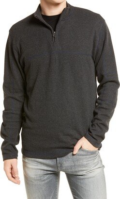 Speckled Cotton Blend Quarter Zip Sweater