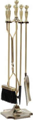 Set of 4 Concord Fireplace Tool Set, 30.5 Inch Tall, Antique Brass