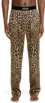 Men's Leopard Print Stretch Silk Pajama Pants