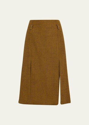 Double Layer Split Midi Skirt-AA