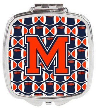 CJ1066-MSCM Letter M Football Orange, Blue & White Compact Mirror