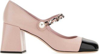 Chain-Strap Mary Jane Square Toe Pumps