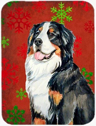 LH9334LCB Bernese Mountain Dog Red Green Snowflakes Christmas Glass Cutting Board