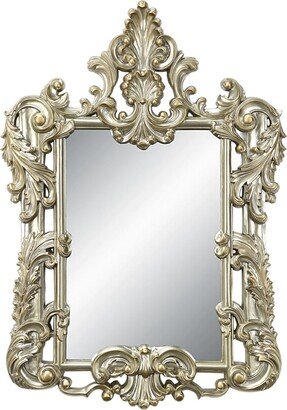 Esen 41 Inch Wall Mirror, Oversized Scrolled Carvings, Gold