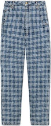 Paris Mid-Rise Checkered Straight Jeans