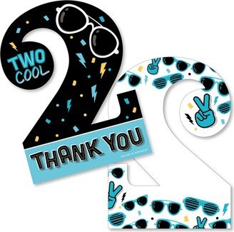 Big Dot Of Happiness Two Cool - Boy Shaped Blue 2nd Birthday Thank You Cards with Envelopes Set of 12