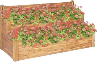 2-Tier Garden Planter 63x29.5x33.1 Solid Acacia Wood