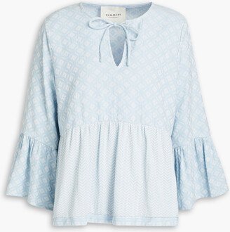 Summery Copenhagen Zoe gathered cotton-jacquard blouse