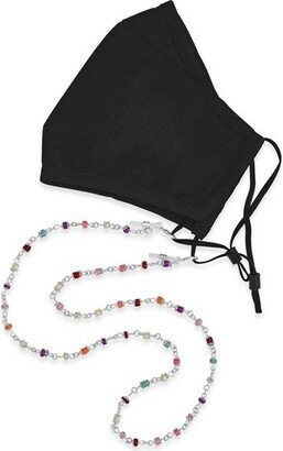 SHINE by Sterling Forever Multicolor Beaded Station Face Mask Lanyard Silver