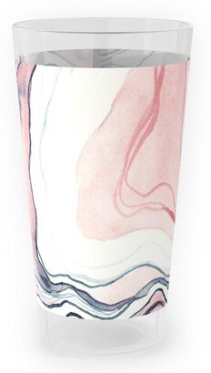 Outdoor Pint Glasses: Watercolor Marble Outdoor Pint Glass, Pink