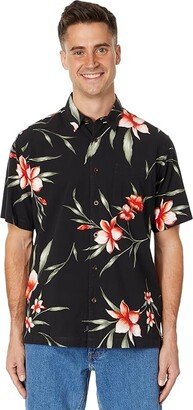 Quiksilver Waterman Night Bloomer Short Sleeve Woven (Black Night Bloomer) Men's Clothing