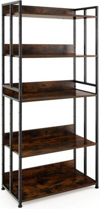 3/5-Tier Industrial Bookshelf Storage Shelf Display Rack with Adjustable Shelves