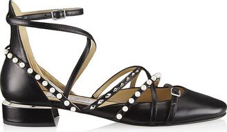 Celestia Embellished Leather Strappy Flats