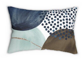 Throw Lumbar Pillow With Insert, Abstract, Light Green, Taupe, Navy, Watercolor, Mid Century, Modern, Minimalist, Fancy Luxury