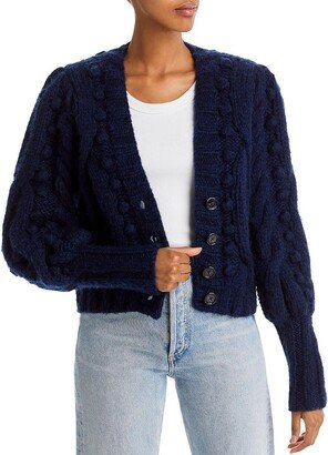 Womens Alpaca Blend Woven Cardigan Sweater