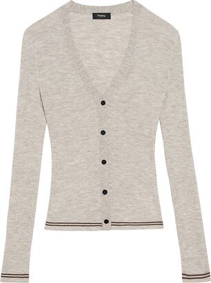 Stripe Hem V-Neck Cardigan