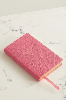 Panama Stop And Smell The Roses Textured-leather Notebook - Pink