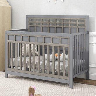 HOMEBAY Certified Baby Safe Crib, Pine Solid Wood, Non-Toxic Finish-AB