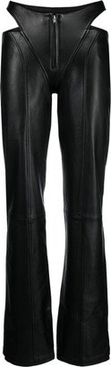 Cut-Out Leather Trousers