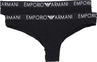 Bi-pack Brazilian Brief Iconic Cotton Thong Black