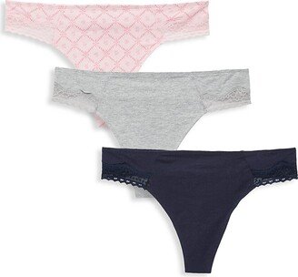 3-Pack Lace Thongs