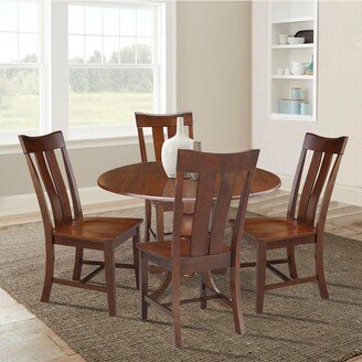 42 in. Drop Leaf Table with 4 Splat Back Dining Chairs - 5 Piece Set