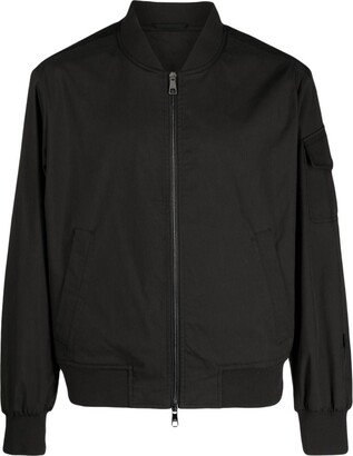 Band-Collar Zipped Bomber Jacket