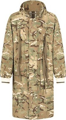 Camouflage-print nylon trench coat