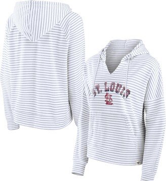 Women's Branded White St. Louis Cardinals Striped Arch Pullover Hoodie