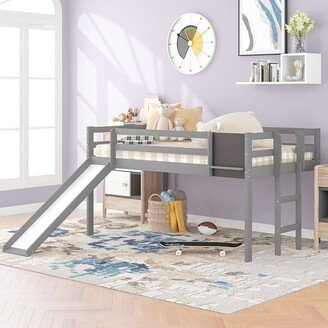 hommetreeinc Wood Safe Loft Bed with Slide, Stair and Chalkboard