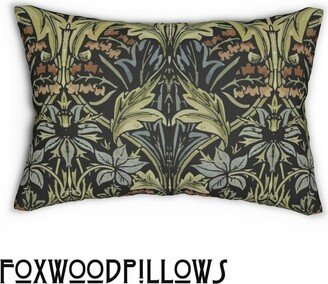 William Morris Pillow, Arts & Crafts, Floral Leaves, Fall Square Lumbar Pillow