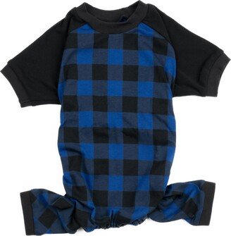 Leveret Dog Cotton Pajama Plaid Black and Navy - Black Navy