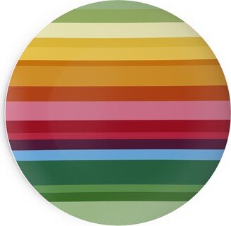 Salad Plates: Rainbow Stripe Salad Plate, Multicolor