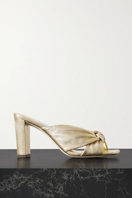 Avenue 85 Knotted Metallic Leather Mules - Gold