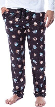 Seven Times Six Rick and Morty Mens' Face Expressions Toss Print Pajama Sleep Lounge Pants (L) Black