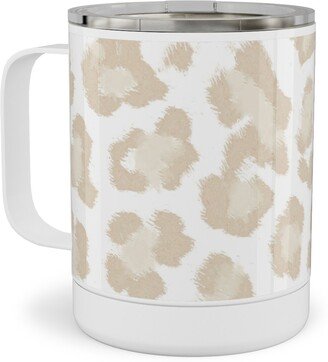 Travel Mugs: Natural Leopard - Beige Stainless Steel Mug, 10Oz, Beige