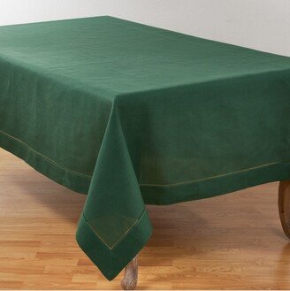 Saro Lifestyle Classic Hemstitch Border Tablecloth, Jasper Green, 70 x 160