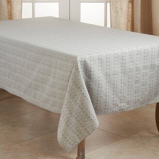 104 x 65 Cotton Stitched Squares Tablecloth Gray - Saro Lifestyle