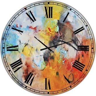 Designart Blue and Yellow Color Spatters Ii Large Modern Wall Clock - 36 x 36