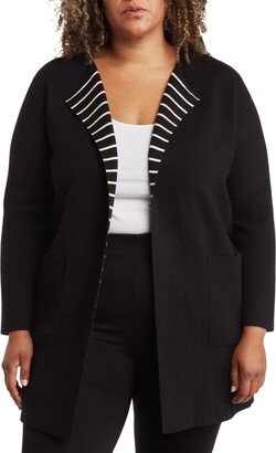 Stripe Open Front Sweater Coat