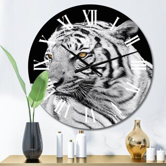 Designart 'Portrait Of A White Tiger II' Traditional wall clock