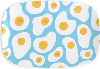 Serving Platters: Cute Fried Eggs - Blue Serving Platter, Blue