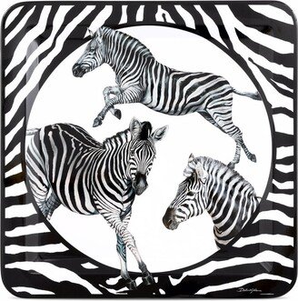 Zebra-Print Wooden Large Tray