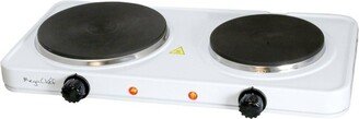 MegaChef Portable Dual Electric Cooktop - White