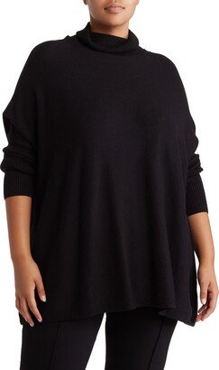 Easy Solid Turtleneck Poncho Sweater