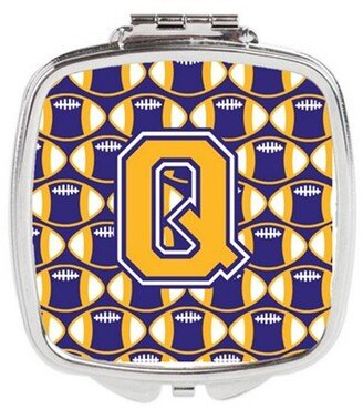 CJ1064-QSCM Letter Q Football Purple & Gold Compact Mirror