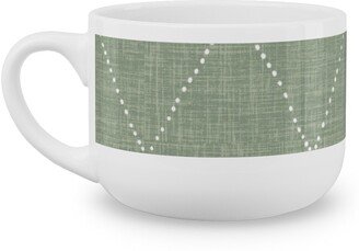 Mugs: Boho Triangles - Sage Latte Mug, White, 25Oz, Green